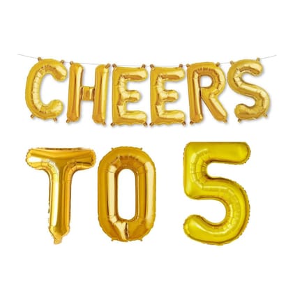 Balloonistics Cheers to Five Foil Balloon Combo Number 5 Foil Balloon for Birthday and Anniversary