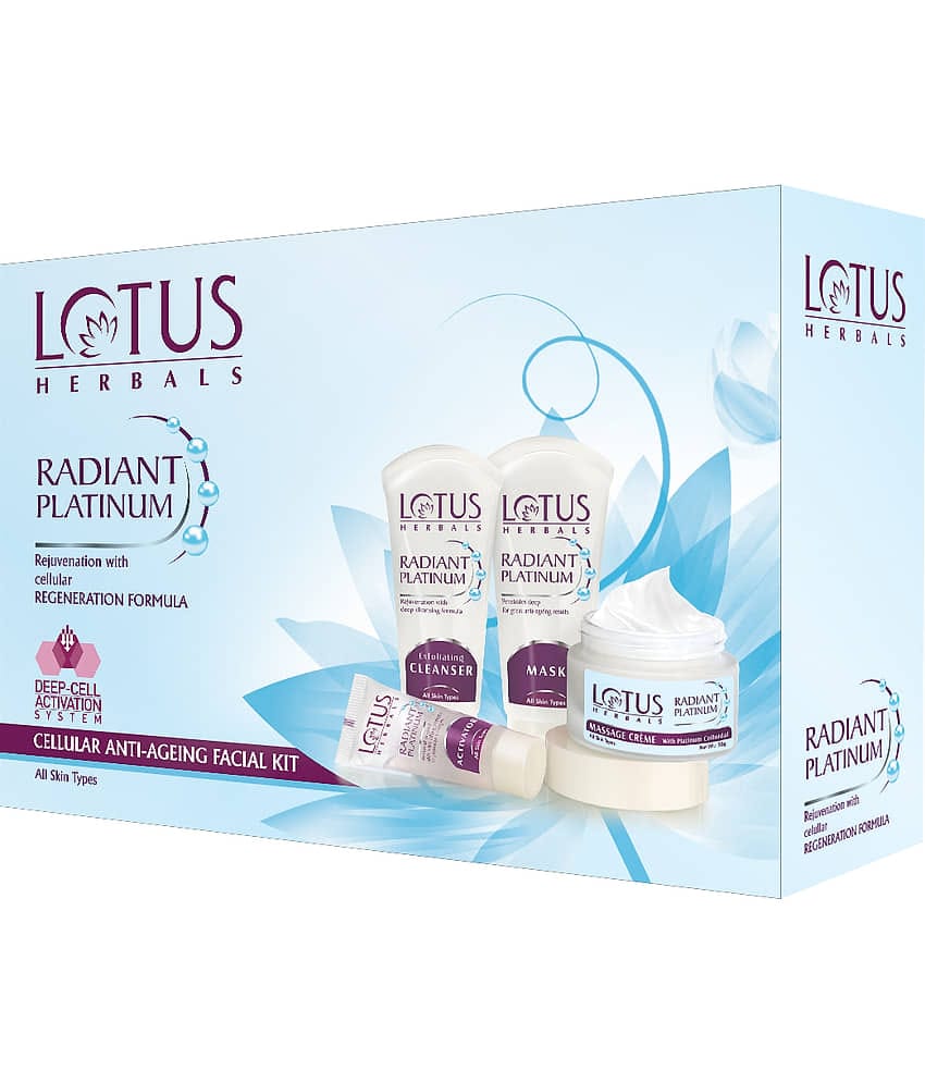 Lotus Herbals Radiant Platinum Cellular Anti,Ageing Facial Kit 5 In 1 Pack , 250G