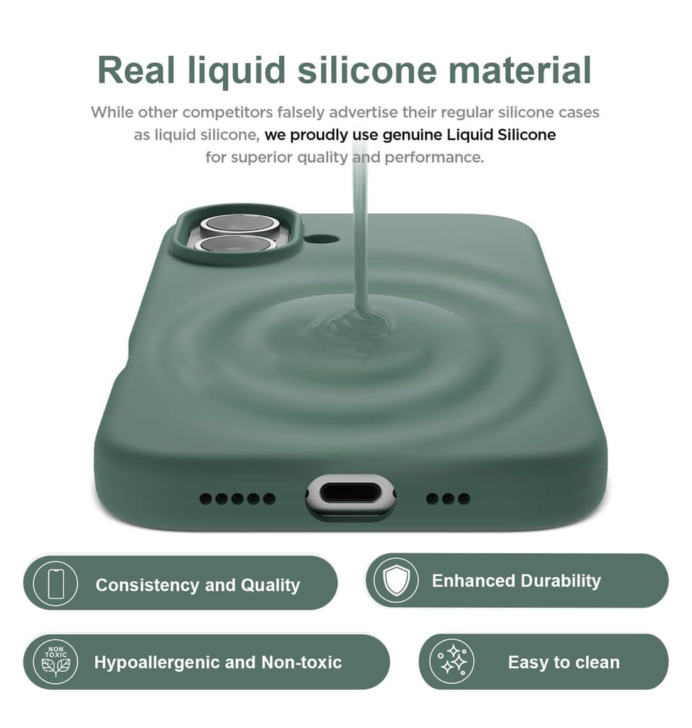 LIRAMARK Liquid Silicone Soft Back Cover Case for Apple iPhone 16 Plus