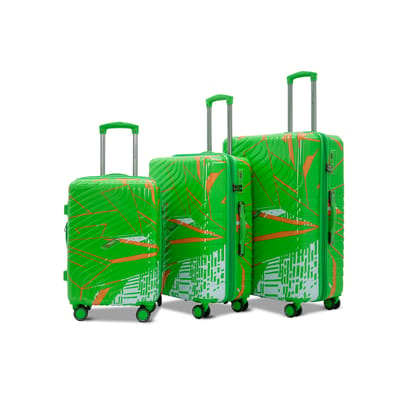 AMERICAN TRAVELLER Urban Kingdom 8802  3-Piece Polycarbonate Luggage Set with 360 Dual Wheels, TSA Lock & Expandable Design  Stylish, Lightweight & Durable (1, Green)