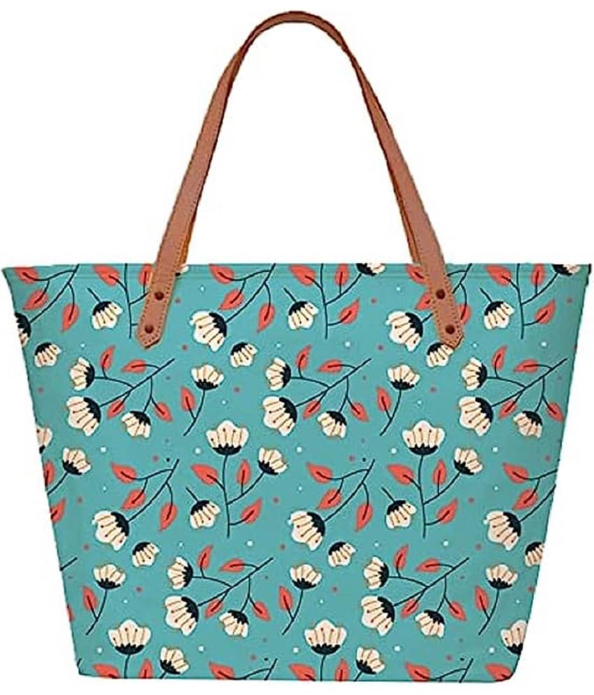 Lychee Bags Tote Bag Canvas Set of 1 ( Blue )