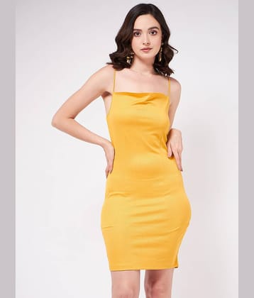 Zima Leto Women Polyester Solid Bodycon Dress ( Yellow )