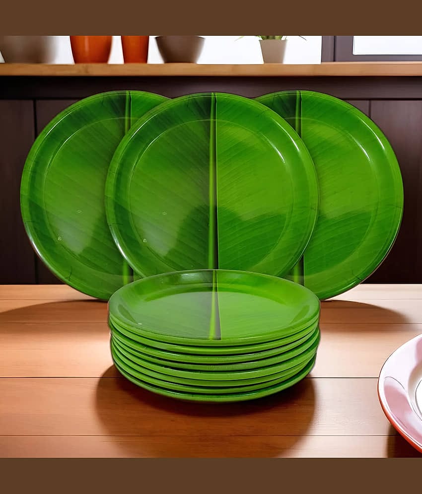 Inpro 12 Pcs Melamine Dark Green Half Plate