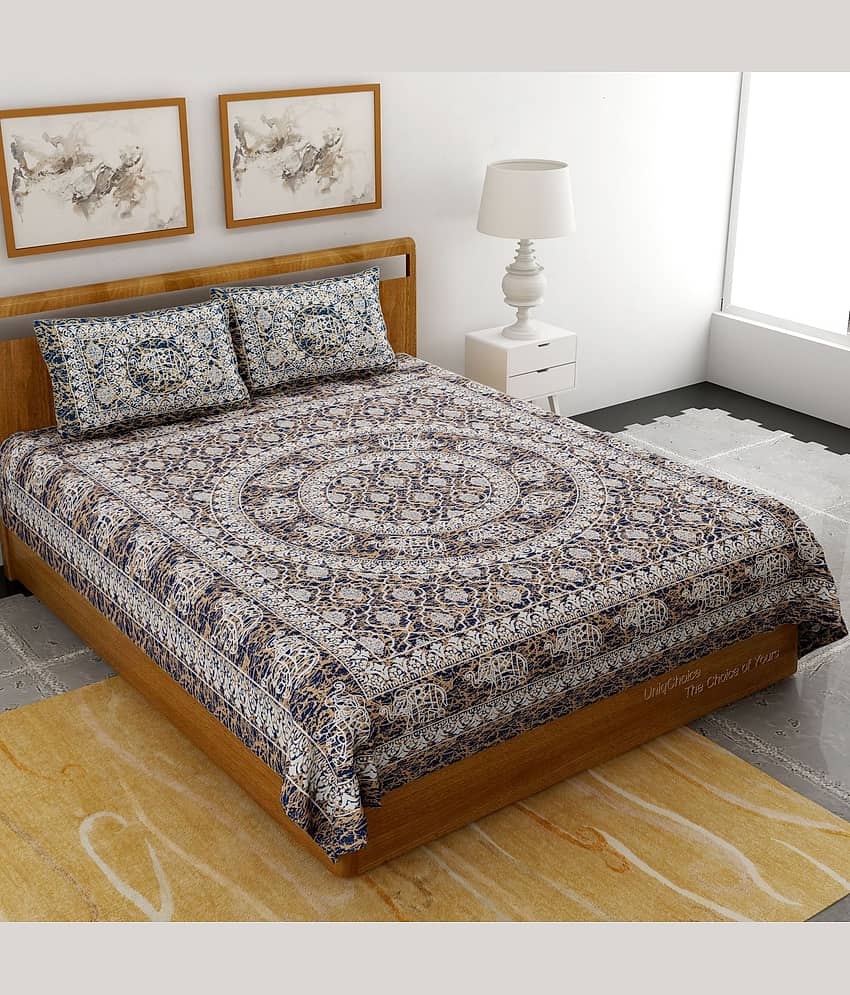 Uniqchoice Cotton Double Bedsheet ( Blue )