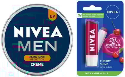 NIVEA Men Creme, Dark Spot Reduction Cream, 75ml And NIVEA Lip Balm, Fruity Cherry Shine, 4.8g NIVEA Men Creme, Dark Spot Reduction Cream, 75ml And NIVEA Lip Balm, Fruity Cherry Shine, 4.8g - Multicolor / 75 ml (Pack of 1)