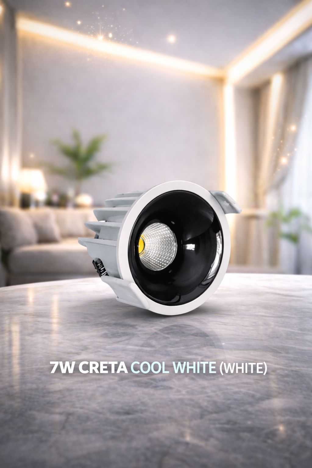SPARKWORLD 7W COB LED Recessed Downlight | Anti-Glare Black Reflector Spotlight for Ceiling Cool White | Focus Light for Showroom, Hall & Home