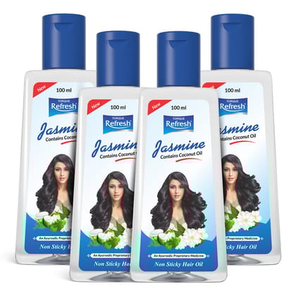 Torque Refresh Jasmine Coconut Hair Oil | For Strong, Long and Shiny hair – 100 ml-Pack of 4