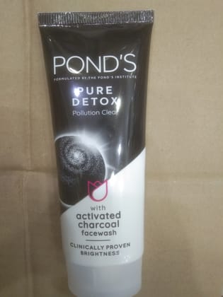 Pond's Pure Detox Pollution clear With Activated Charcoal Facewash Clinically provien Brightness 