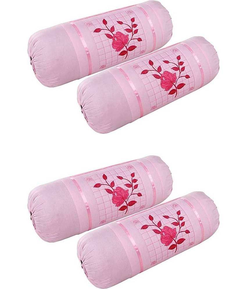 MAHALUXMI COLLECTION Pack of 4 Pink Pillow Cover