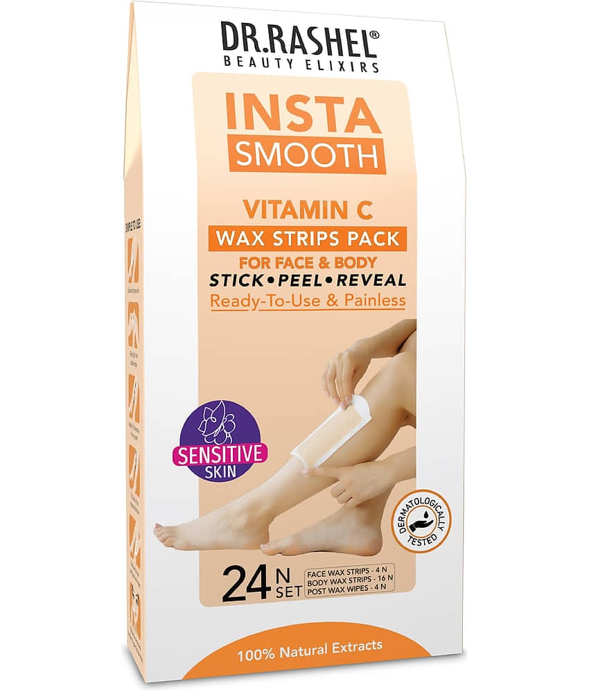 DR.RASHEL Insta Smooth Vitamin C Wax Strip Face and Body for Men and Women(24 Strips)