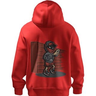 BULL CLOTHING Stylish Mens Hoodie with Urban Ninja Red Black Painter Design, Perfect for Casual Outings 