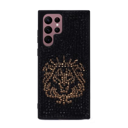 Samsung S Series Black and Golden Rhinestone Beads Zardosi Swarovski Crystal Mobile Cover by Brune & Bareskin-S21