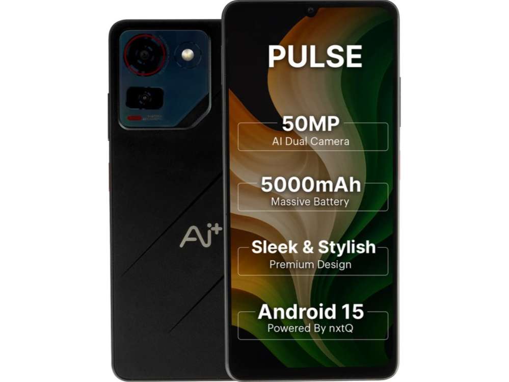Ai+ Pulse Smartphone, 6GB RAM, 128GB Storage - Black