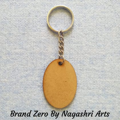Brand Zero MDF Key Chain Oval Design - Combo Of 5 Pcs - Select Your preferred Size & Thickness