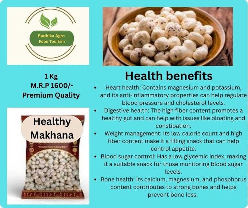 Radhika Agro Healthy Makhana (1 Kg) | Premium Fox Nuts / Lotus Seeds | Immunity Boosting Dry Fruit Snack | Rich in Calcium & Fiber