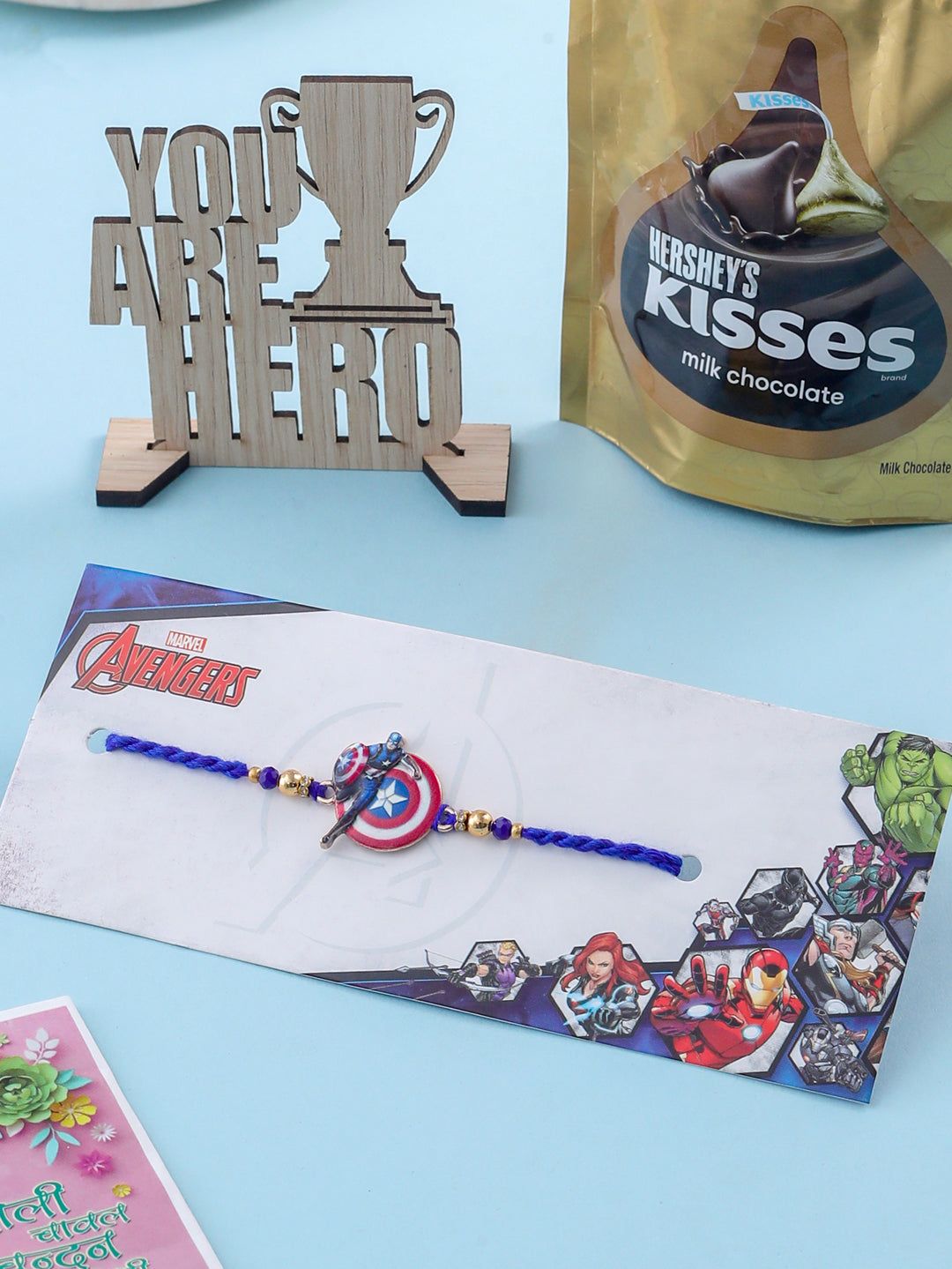 NVR Kids Superhero Blue Artificial Beads Thread Rakhi, Combo for Rakshabandhan-One Size / Blue