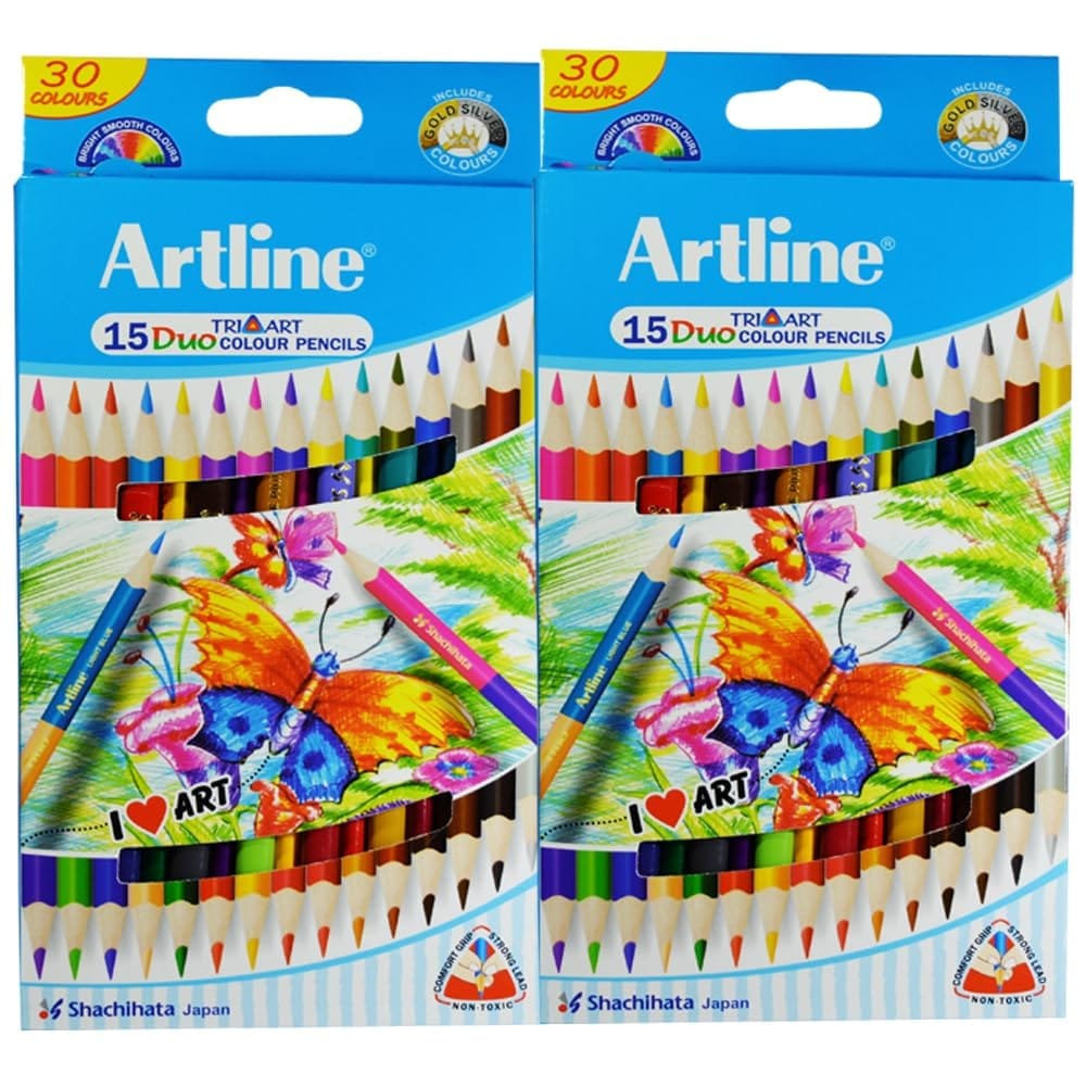 Artline Triart Duo Art Pencils Set Of 15 In Quantity 2 | Child Safe Pencil