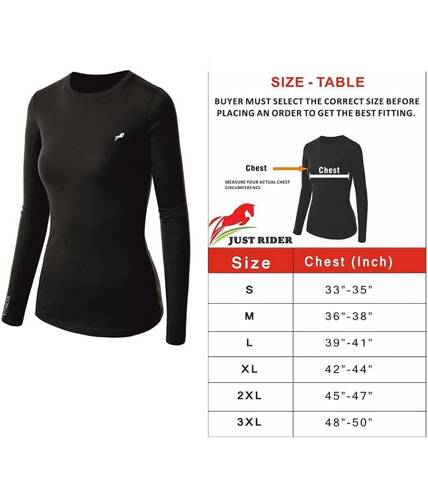 Rider Women Compression T-Shirt, Top Full Sleeve Plain Athletic Fit Multi Sports Cycling, Cricket, Football, Badminton, Gym, Fitness & Other Outdoor Inner Wear