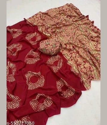 Bhuwal Fashion Crepe Printed Regular Saree With Unstitched Blouse Piece ( Rama )