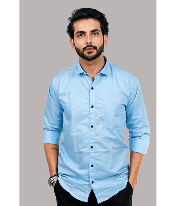 HARPITA Cotton Blend Regular Fit Full Sleeves Men's Formal Shirt - Blue ( Pack of 1 )
