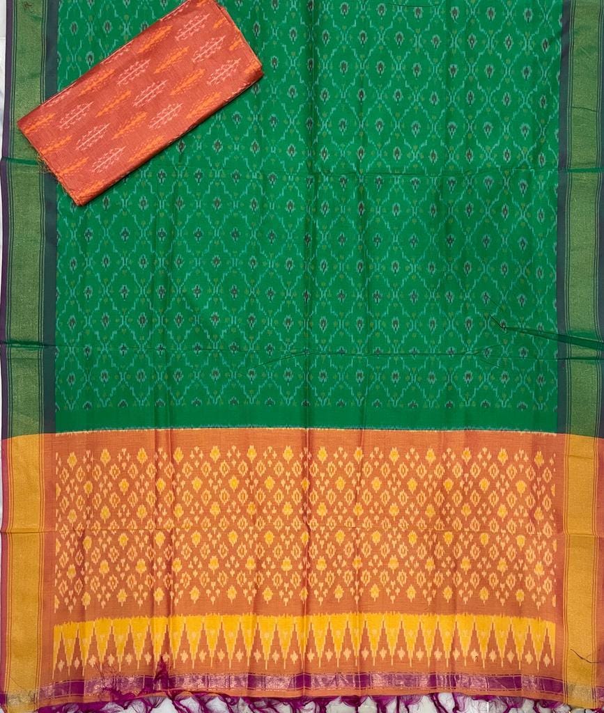 Ikkat Sico Suite Green Yellow Color
