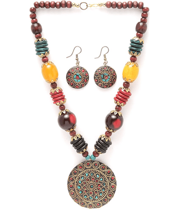 PUJVI - Multi Color Alloy Necklace Set ( Pack of 1 )