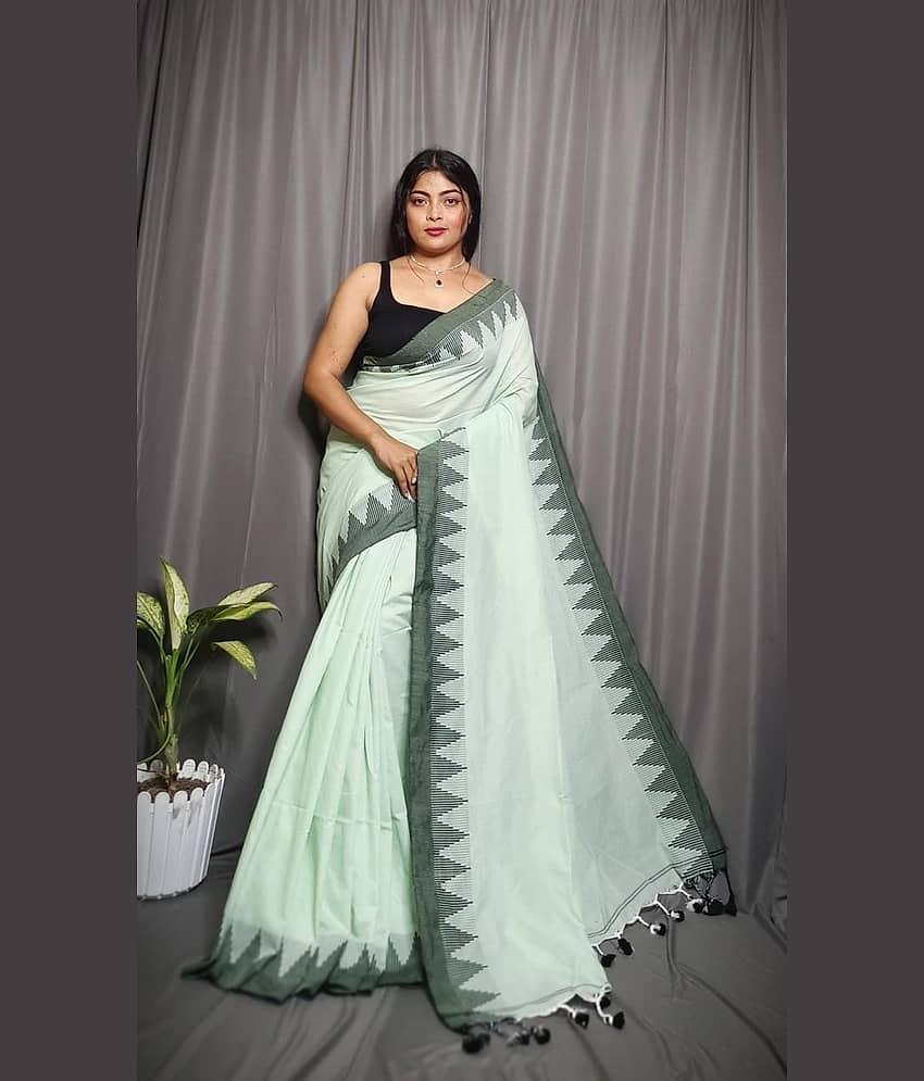 SARADA HANDLOOM Cotton Solid Saree With Unstitched Blouse Piece ( Light Grey )