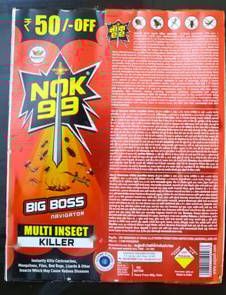 Nok-99 Big Boss Multi Insect Killer, Instantly Eliminates Cockroaches Flies Mosquitoes Lizards & other Insects | Pack of 2 (625 ml)