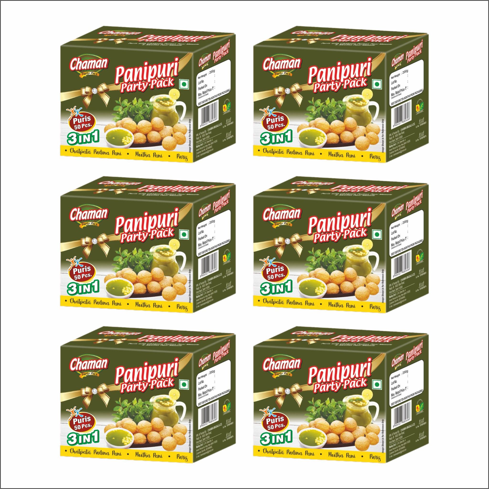 Chaman Pani Puri Party Pack, 200 gm - Pack of 6