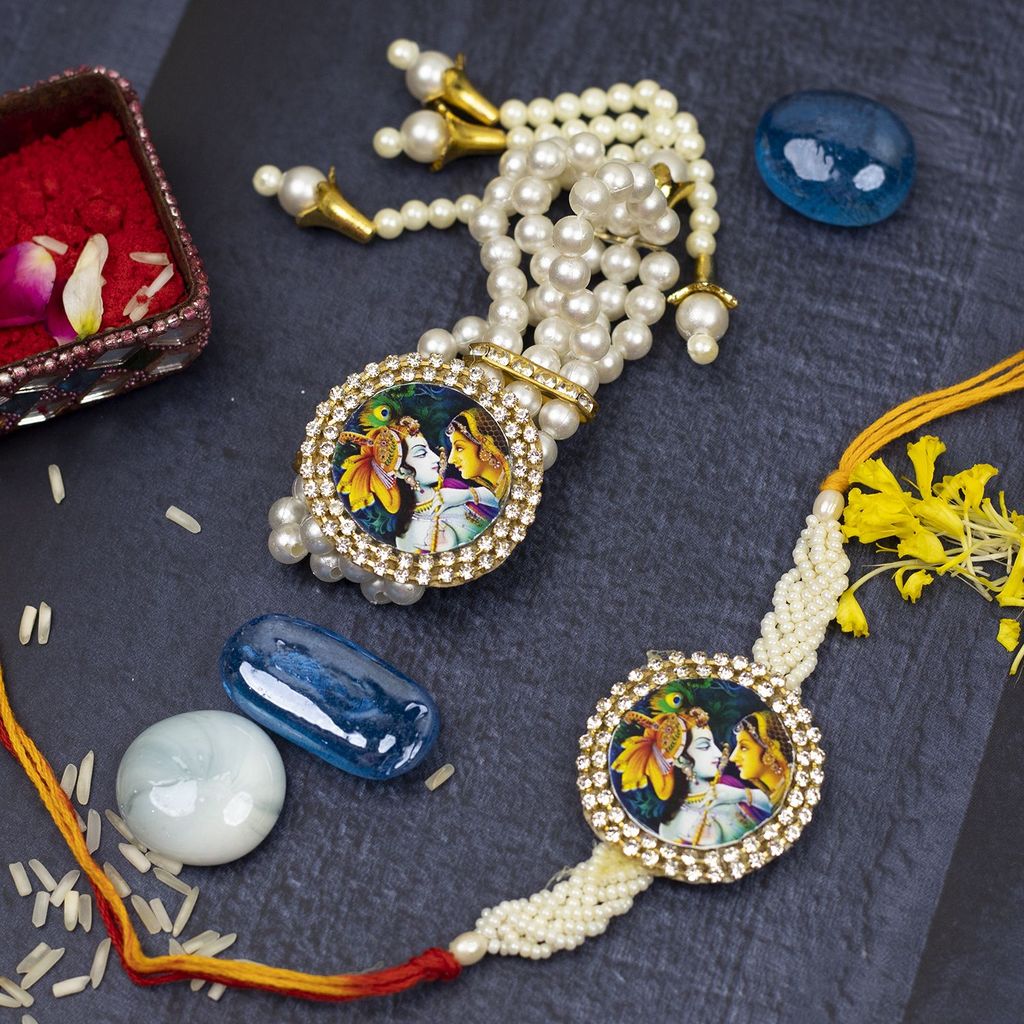 Craftlayout Multicolor Radha Krishna Lumba Rakhi For Brother and Bhabhi