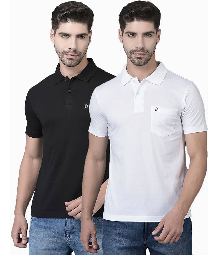 Dollar Cotton Blend Regular Fit Solid Half Sleeves Men's Polo T Shirt - Multicolor ( Pack of 2 )