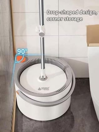 The Future Plastic 360 Spin Mop and Bucket, Super Floor Cleaning Mops and Bucket System Mop Bucket Kit with Retractable Handle, White&Grey