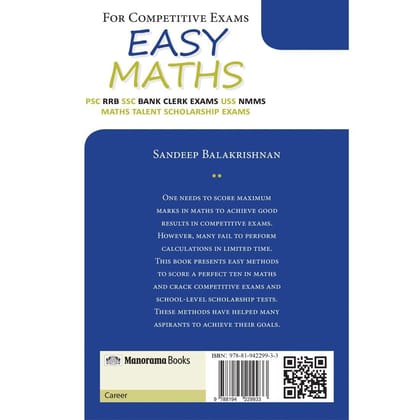 Easy Maths For Competitive Exams [Paperback] Sandeep Balakrishnan