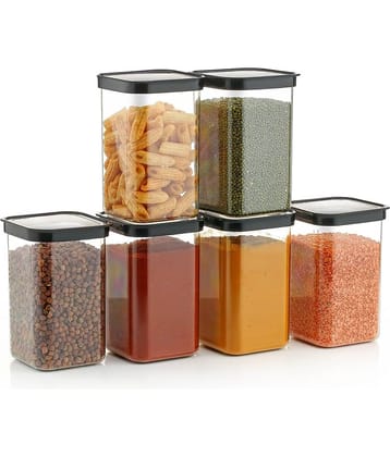 Analog Kitchenware Dal/Pasta/Grocery PET Black Food Container ( Set of 6 )