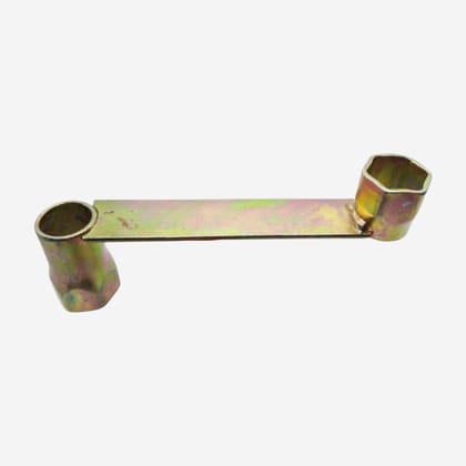 KARTHI7OCT STORE Plug Spanner L-Type (Double End � 19 mm & 21 mm) � Heavy-Duty Chrome Steel Socket Spanner Tool � Plug Remover for Two Wheelers, Bikes, Scooters � Golden Zinc Finishing