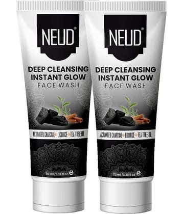 NEUD Deep Cleansing Instant Glow Face Wash for Men and Women, 70 ml Each (Pack of 2)