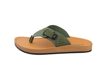 VKC Deon DG9179 Green Men's  V-strap Synthetic Leather Sandal - UK 6