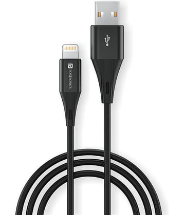 Portronics Konnect B Plus 8 Pin USB Cable:Nylon Braided 8 Pin USB Cable With Metal Heads ,Black (POR 1392)