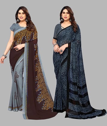 ANAND SAREES Georgette Printed Saree With Unstitched Blouse Piece ( Multicolour )