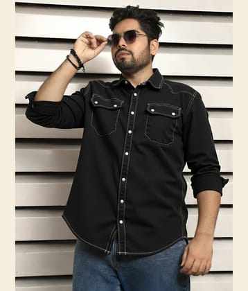 PLUS PARADISE Denim Regular Fit Solids Full Sleeves Men's Casual Shirt - Black ( Pack of 1 )
