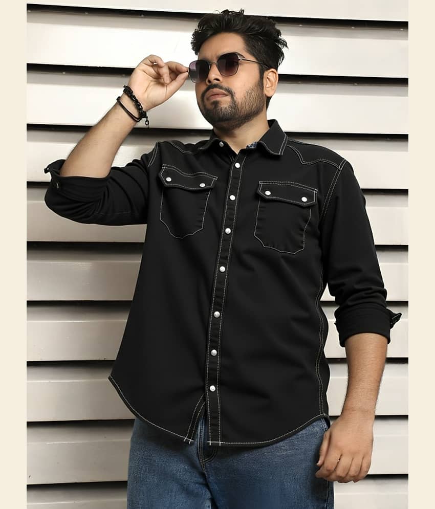 PLUS PARADISE Denim Regular Fit Solids Full Sleeves Men's Casual Shirt - Black ( Pack of 1 )