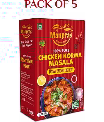 MANPRAS CHICKEN KORMA 50GMS [ PACK OF 5 ] Masala 250 gm