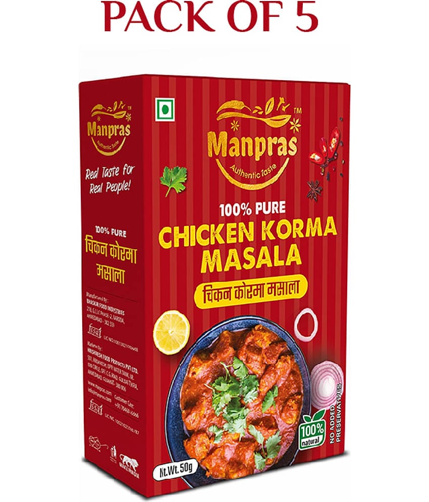 MANPRAS CHICKEN KORMA 50GMS [ PACK OF 5 ] Masala 250 gm
