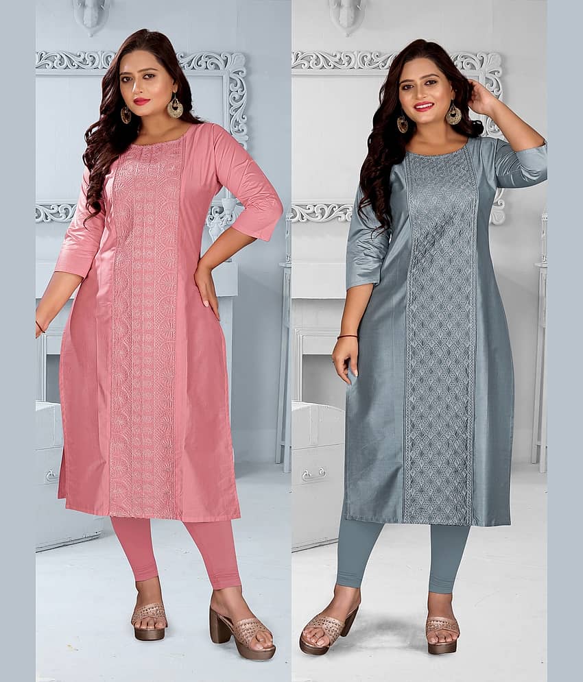 Hetsa Women Chanderi Embroidered A-line Kurti ( Multicolor )
