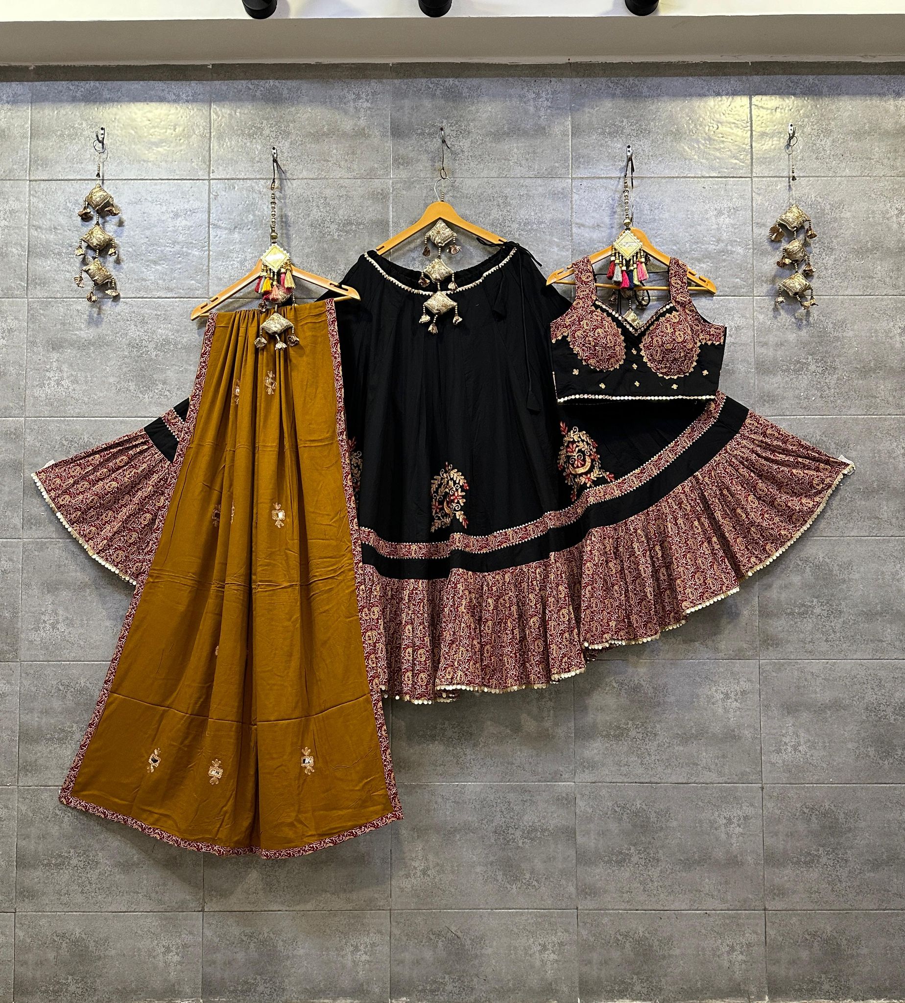 Pure Khadi Cotton Aari work Navratri Special Chaniya Choli-Free Size
