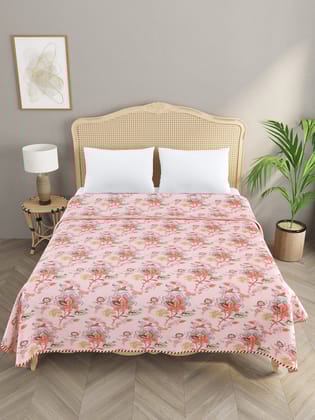 Double Bed Floral Print Reversible Cotton Dohar/AC Blanket-Floral / Double King (90X108 Inches)
