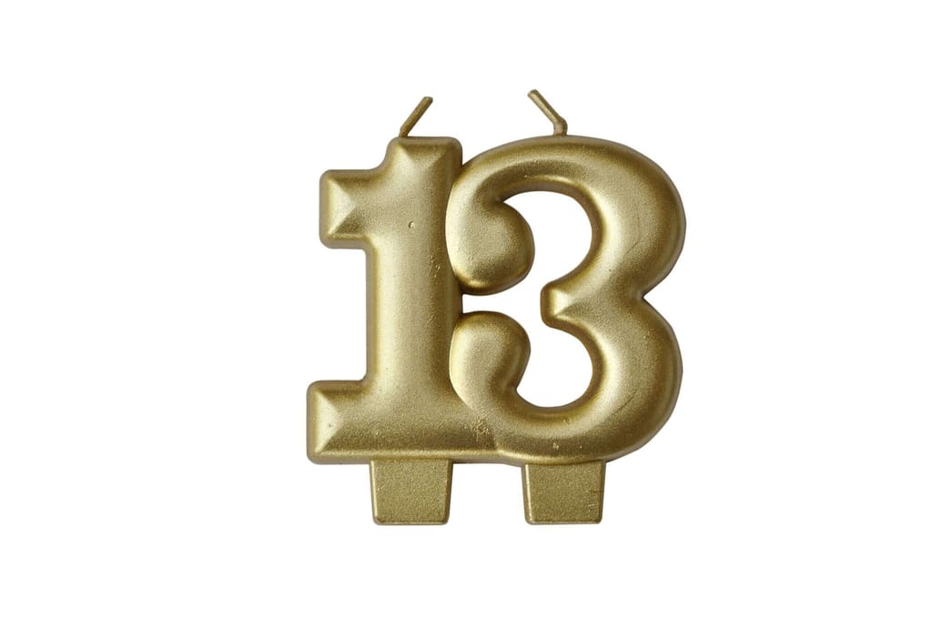 Happy 13th Birthday Golden Candle - 3 inches - 1PC - Party and Festive Needs | Buy online on ZillyBuy