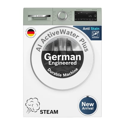 Bosch 10 kg 5 Star Front Load Fully Automatic Washing Machine, AI ActiveWater, Iron Steam Assist,Anti Stain, Inbuilt heater, 14 Wash Programs, 60L Large Drum, Autumn Green, WGA254ZJIN (2026 model) Bosch 10 kg 5 Star Front Load Fully Automatic Washing Mac