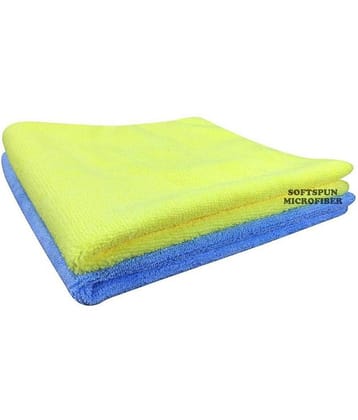 SOFTSPUN Microfiber Cloth - 2 pcs - 40x40 cms - 340 GSM Multi Color - Thick Lint & Streak-Free Multipurpose Cloths - Automotive Microfibre Towels for Car Bike Cleaning Polishing Washing & Detailing