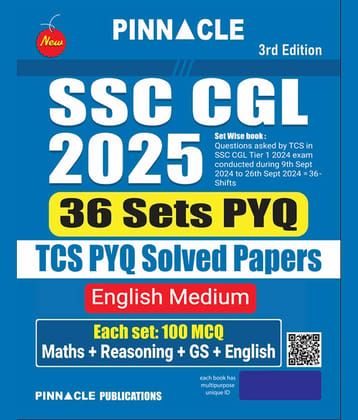 SSC CGL 2025 : 36 Sets TCS PYQ Solved Papers English medium 3rd Edition
